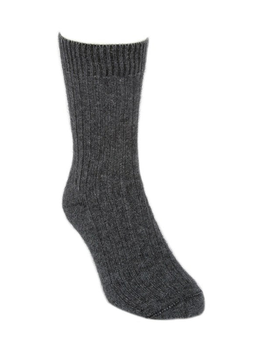 Lothlorian Knitwear Possum Rib Socks Charcoal
